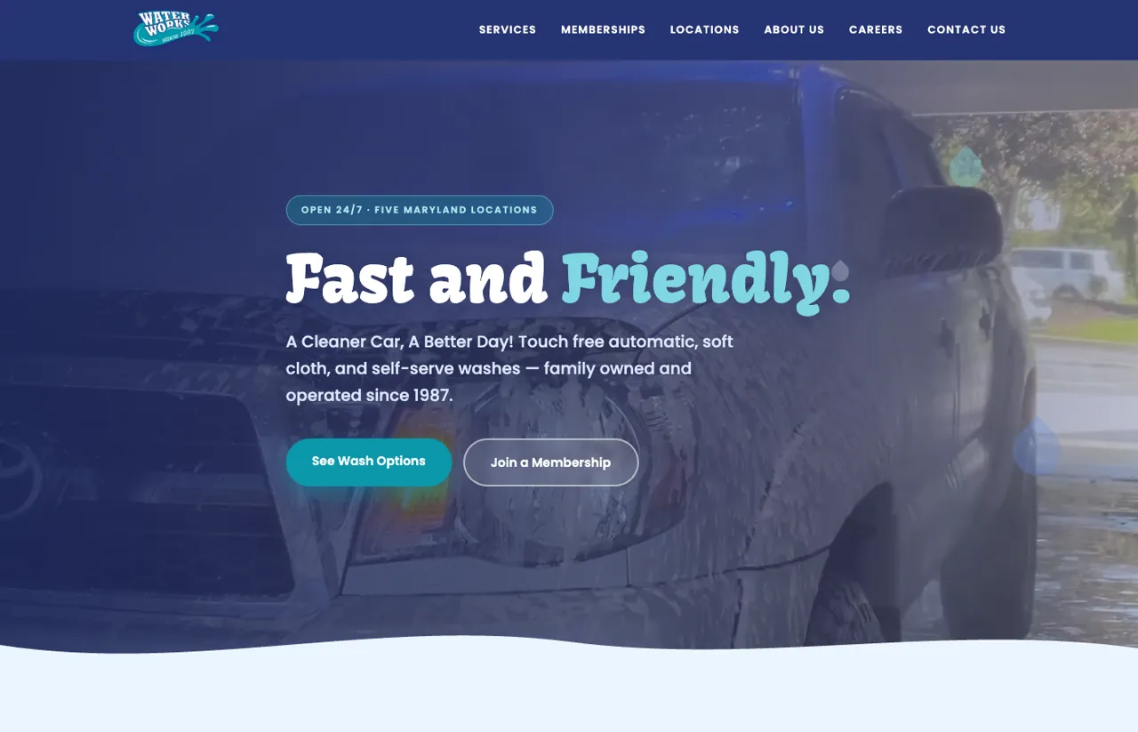 Preview of the new Water Works homepage design